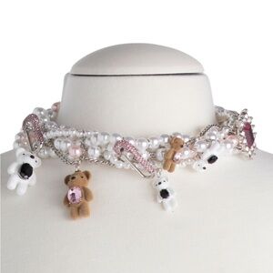 Betsey Johnson Teddy Girl Drama Charm 15" Necklace